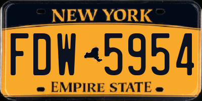 NY license plate FDW5954