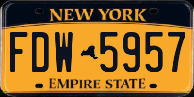 NY license plate FDW5957