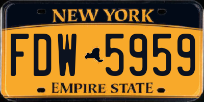 NY license plate FDW5959