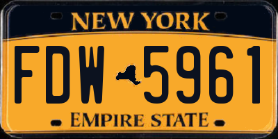 NY license plate FDW5961