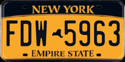 NY license plate FDW5963