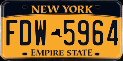 NY license plate FDW5964