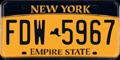 NY license plate FDW5967