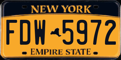 NY license plate FDW5972