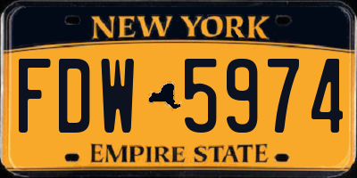 NY license plate FDW5974