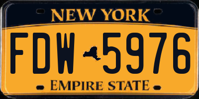 NY license plate FDW5976