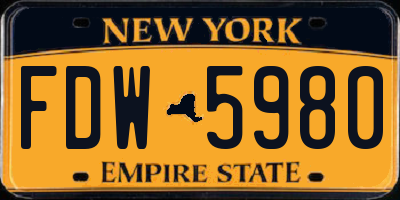 NY license plate FDW5980