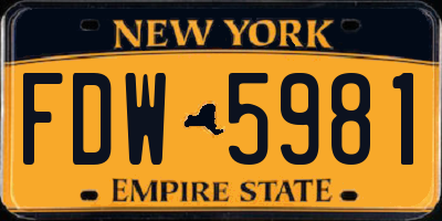 NY license plate FDW5981