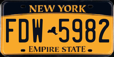 NY license plate FDW5982