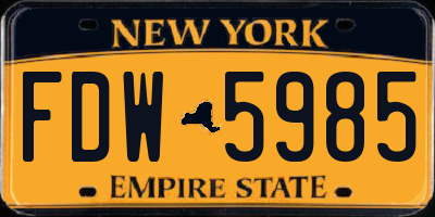 NY license plate FDW5985