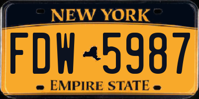 NY license plate FDW5987