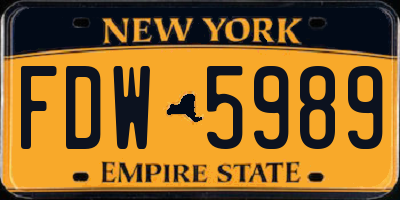 NY license plate FDW5989