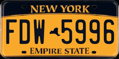NY license plate FDW5996