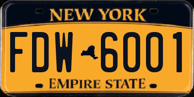 NY license plate FDW6001