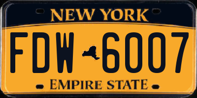 NY license plate FDW6007