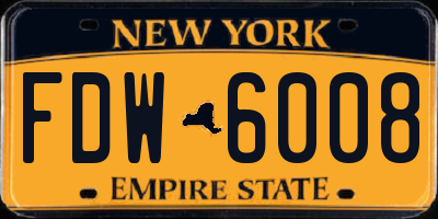 NY license plate FDW6008