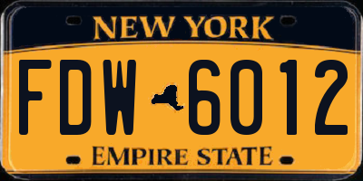 NY license plate FDW6012