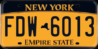 NY license plate FDW6013