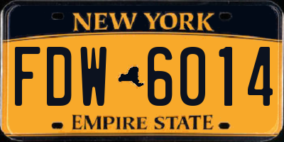 NY license plate FDW6014