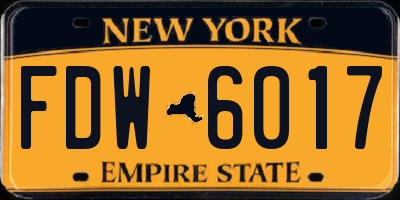 NY license plate FDW6017