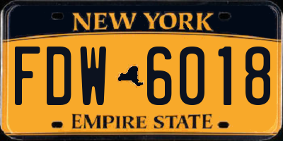 NY license plate FDW6018