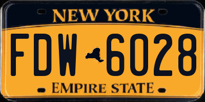 NY license plate FDW6028