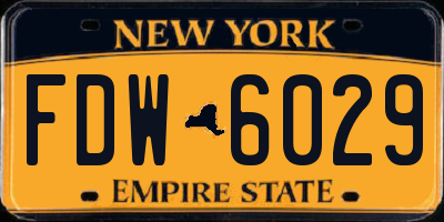 NY license plate FDW6029