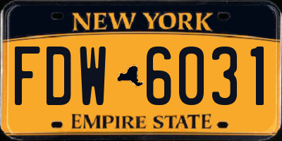 NY license plate FDW6031
