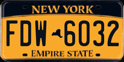 NY license plate FDW6032