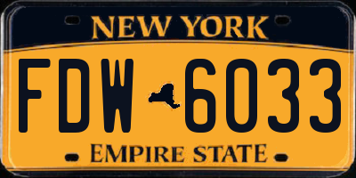 NY license plate FDW6033