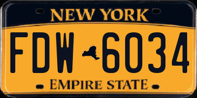 NY license plate FDW6034