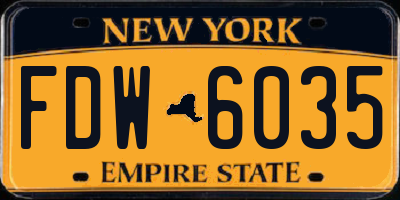 NY license plate FDW6035