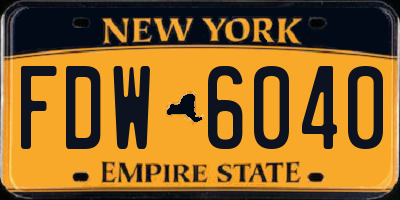 NY license plate FDW6040