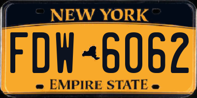 NY license plate FDW6062