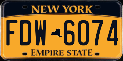 NY license plate FDW6074