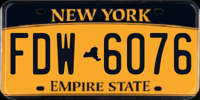 NY license plate FDW6076