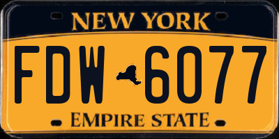 NY license plate FDW6077