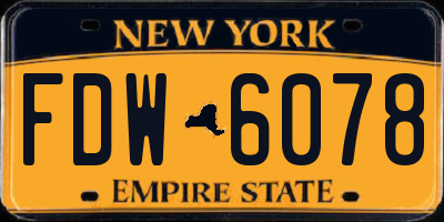 NY license plate FDW6078