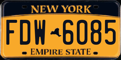 NY license plate FDW6085