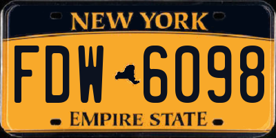 NY license plate FDW6098