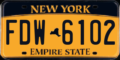 NY license plate FDW6102