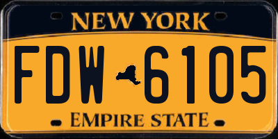 NY license plate FDW6105