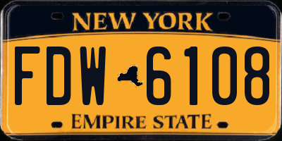 NY license plate FDW6108