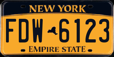 NY license plate FDW6123