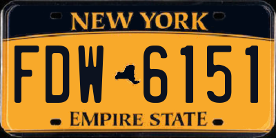 NY license plate FDW6151