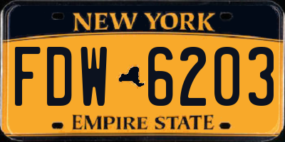 NY license plate FDW6203