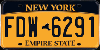 NY license plate FDW6291