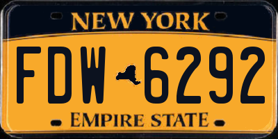 NY license plate FDW6292
