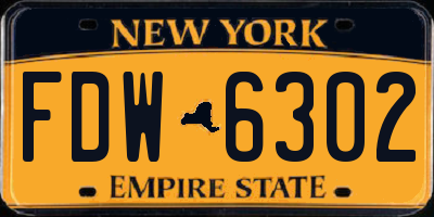 NY license plate FDW6302