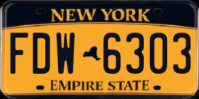 NY license plate FDW6303